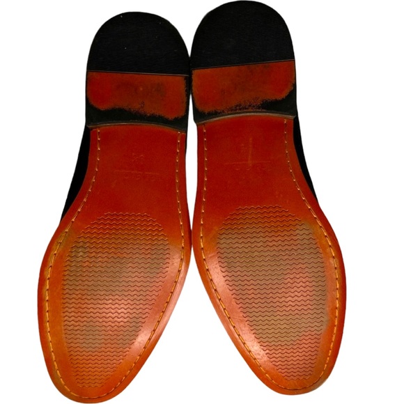 La Milano Black Leather Linen Silver Horse Bit Detail Slip On Loafer Size 9.5 - Picture 9 of 11